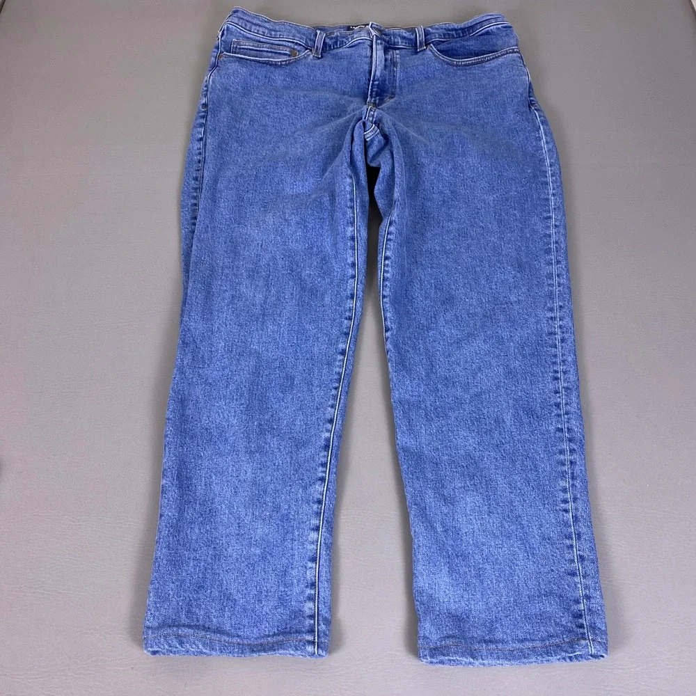 Lands End Square Rigger Jeans Mens Size 38 Blue Medium Wash Straight Stretch